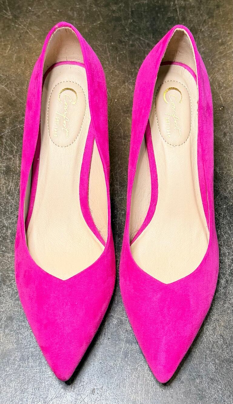 COMFORT Women’s High Heels Pink Faux Suede Size 8 Lightly Worn 44393082